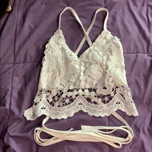 Floral lace crop top